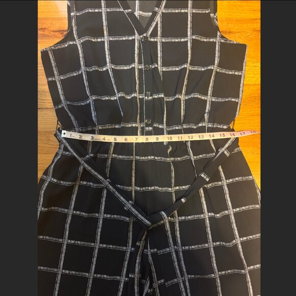 APT. 9 Black White Windowpane Sleeveless Wide-Leg Jumpsuit XL - Picture 7 of 9